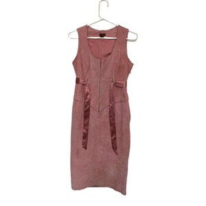 Y2K Vintage Danier Pink Suede Midi Dress Barbiecore Bodycon Size 6